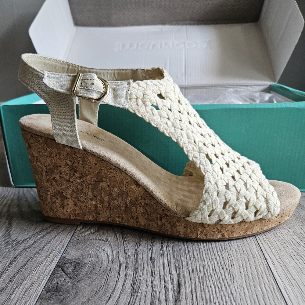 Brand new adorable cork wedge sandals